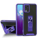 For vivo V20 Dual-color Skin Feel TPU + PC Magnetic Shockproof Case with Invisible Holder(Purple)