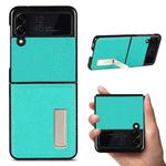 For Samsung Galaxy Z Flip3 5G Lychee Texture Leather Protective Case with Holder(Green)