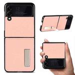 For Samsung Galaxy Z Flip3 5G Lychee Texture Leather Protective Case with Holder(Rose Gold)