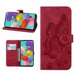 For iPhone 13 Retro Skin Feel Butterflies Embossing Horizontal Flip Leather Case with Holder & Card Slots & Wallet(Red)