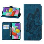 For iPhone 13 Retro Skin Feel Butterflies Embossing Horizontal Flip Leather Case with Holder & Card Slots & Wallet(Blue)