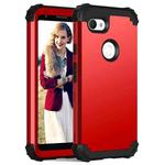 For Google Pixel 3a 3 in 1 Shockproof PC + Silicone Protective Case(Red + Black)