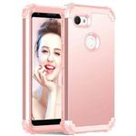 For Google Pixel 3a 3 in 1 Shockproof PC + Silicone Protective Case(Rose Gold)
