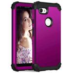 For Google Pixel 3a XL 3 in 1 Shockproof PC + Silicone Protective Case(Dark Purple + Black)