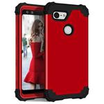 For Google Pixel 3 3 in 1 Shockproof PC + Silicone Protective Case(Red + Black)