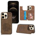 Mandala Embossed PU + TPU Case with Holder & Card Slots & Photo Frame & Hand Strap For iPhone 13 mini(Brown)