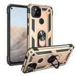 For Google Pixel 5a 5G Shockproof TPU + PC Protective Case with 360 Degree Rotating Holder(Gold)