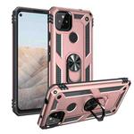 For Google Pixel 5a 5G Shockproof TPU + PC Protective Case with 360 Degree Rotating Holder(Rose Gold)