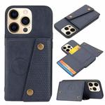 For iPhone 13 Double Buckle PU + TPU Shockproof Magnetic Protective Case with Card Slot & Holder(Blue)