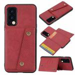 For OnePlus Nord 2 5G Double Buckle PU + TPU Shockproof Magnetic Protective Case with Card Slot & Holder(Red)