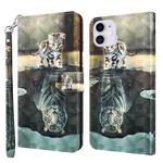For iPhone 13 Pro 3D Painting Pattern Horizontal Flip TPU + PU Leather Case with Holder & Card Slots & Wallet (Cat Tiger)