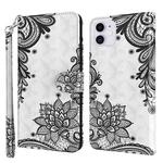 For iPhone 13 Pro 3D Painting Pattern Horizontal Flip TPU + PU Leather Case with Holder & Card Slots & Wallet (Diagonal Black Flower)