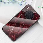 For Huawei Nova 8i Marble Pattern Glass + TPU Protective Case(Blood Red)