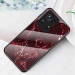 For Xiaomi Mi Mix 4 Marble Pattern Glass + TPU Protective Case(Blood Red)