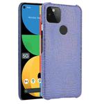 For Google Pixel 5a 5G Shockproof Crocodile Texture PC + PU Case(Blue)