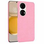 For Huawei P50 Shockproof Crocodile Texture PC + PU Case(Pink)