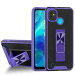 For Tecno Pop 5 Dual-color Skin Feel TPU + PC Magnetic Shockproof Case with Invisible Holder(Purple)