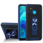 For Tecno Pop 5 Dual-color Skin Feel TPU + PC Magnetic Shockproof Case with Invisible Holder(Blue)