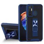 For Tecno Camon 17 Dual-color Skin Feel TPU + PC Magnetic Shockproof Case with Invisible Holder(Blue)