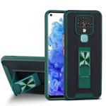 For Tecno Camon 16 Dual-color Skin Feel TPU + PC Magnetic Shockproof Case with Invisible Holder(Dark Green)