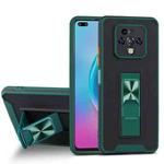 For Tecno Camon 16 Premier Dual-color Skin Feel TPU + PC Magnetic Shockproof Case with Invisible Holder(Dark Green)