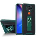 For Tecno Spark 6 Dual-color Skin Feel TPU + PC Magnetic Shockproof Case with Invisible Holder(Dark Green)