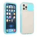For iPhone 12 Sliding Camera Cover Design Shockproof TPU Frame + Clear PC Case(Baby Blue)