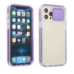 For iPhone 12 Sliding Camera Cover Design Shockproof TPU Frame + Clear PC Case(Purple)