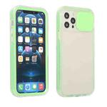 For iPhone 12 Sliding Camera Cover Design Shockproof TPU Frame + Clear PC Case(Green)