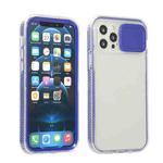 For iPhone 12 Pro Sliding Camera Cover Design Shockproof TPU Frame + Clear PC Case(Dark Blue)