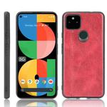 For Google Pixel 5a 5G Shockproof Sewing Cow Pattern Skin PC + PU + TPU Case(Red)
