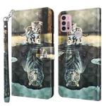 For Motorola Moto G30/G10/G20 3D Painting Pattern Horizontal Flip TPU + PU Leather Case with Holder & Card Slots & Wallet(Cat Tiger)