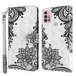 For Motorola Moto G30/G10/G20 3D Painting Pattern Horizontal Flip TPU + PU Leather Case with Holder & Card Slots & Wallet(Diagonal Black Flower)