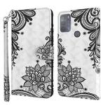 For Motorola Moto G50 3D Painting Pattern Horizontal Flip TPU + PU Leather Case with Holder & Card Slots & Wallet(Diagonal Black Flower)