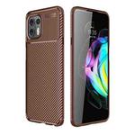 For Motorola Moto Edge 20 Lite Carbon Fiber Texture Shockproof TPU Case(Brown)