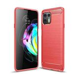 For Motorola Moto Edge 20 Lite Brushed Texture Carbon Fiber TPU Case(Red)