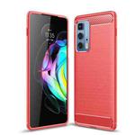 For Motorola Moto Edge 20 Pro Brushed Texture Carbon Fiber TPU Case(Red)