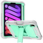 For iPad mini 6 Silicone + PC Shockproof Protective Tablet Case with Holder(Gray + Green)
