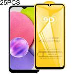 For Samsung Galaxy A03s 25 PCS 9D Full Glue Full Screen Tempered Glass Film