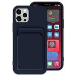 For iPhone 13 Pro TPU + Flannel Lining Shockproof Case with Card Slots (Blue)