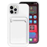 For iPhone 13 Pro TPU + Flannel Lining Shockproof Case with Card Slots (White)