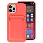 For iPhone 13 Pro TPU + Flannel Lining Shockproof Case with Card Slots (Pink Orange)