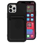 For iPhone 13 Pro Max TPU + Flannel Lining Shockproof Case with Card Slots (Black)