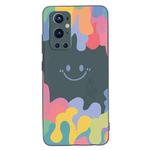 For OnePlus 9 Pro Painted Smiley Face Pattern Liquid Silicone Shockproof Case(Dark Green)