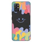 For OnePlus 9R Painted Smiley Face Pattern Liquid Silicone Shockproof Case(Black)
