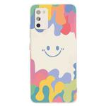 For Samsung Galaxy A02s EU Version Painted Smiley Face Pattern Liquid Silicone Shockproof Case(White)