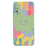 For Samsung Galaxy A02s EU Version Painted Smiley Face Pattern Liquid Silicone Shockproof Case(Green)