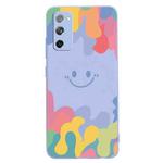 For Samsung Galaxy S20 FE Painted Smiley Face Pattern Liquid Silicone Shockproof Case(Purple)