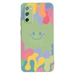 For Samsung Galaxy S20 FE Painted Smiley Face Pattern Liquid Silicone Shockproof Case(Green)