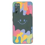 For Samsung Galaxy S20 FE Painted Smiley Face Pattern Liquid Silicone Shockproof Case(Dark Green)